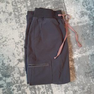 Figs High Waisted Yola Charcoal with Pink Strings